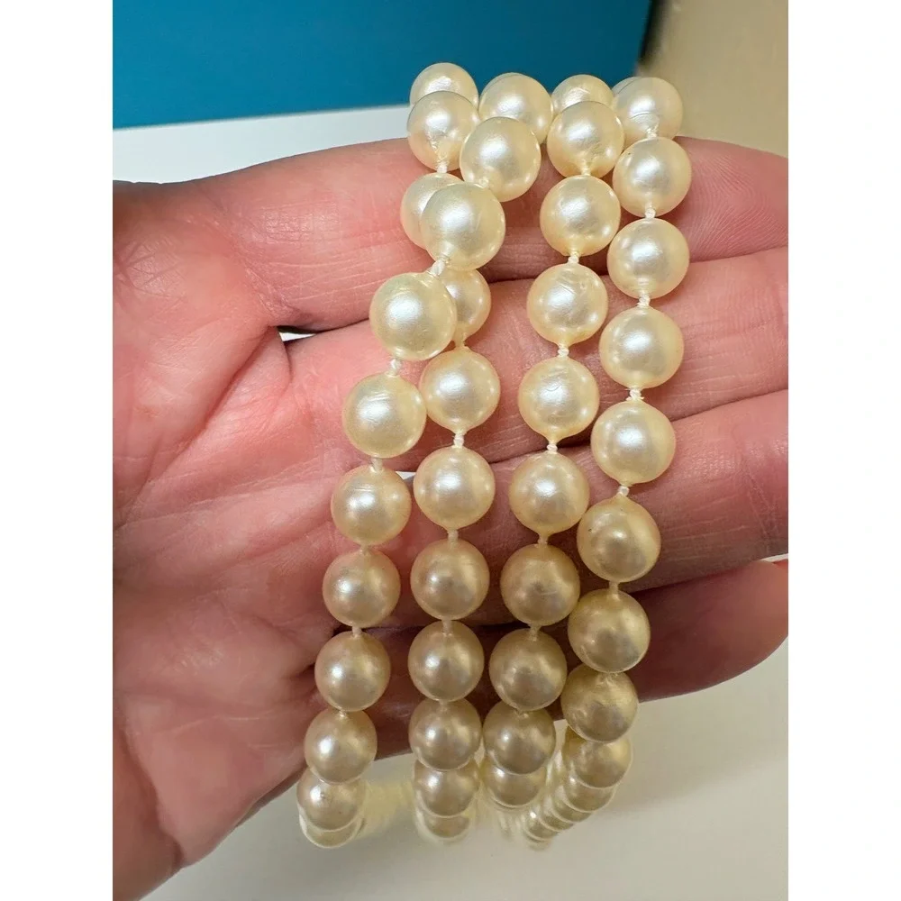 Vtg Style Faux Pearl Necklace Lot 5 Pieces White Cream Multi Strand Layered - Picture 10 of 16